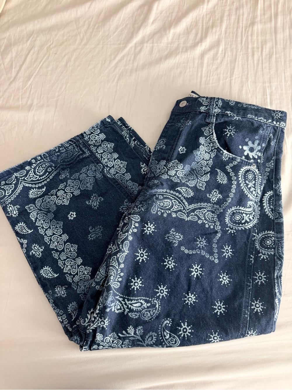 Free people printed barrel bandana jeans size 30